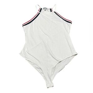 Charlotte Russe Women’s Large White Bodysuit with Red and Black Trim